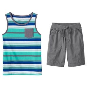 jumping beans Boys Stripe Tank Top and Pull-on Canvas Shorts